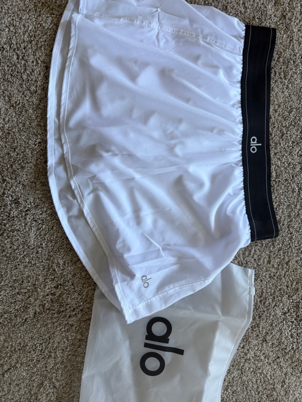 ALO Yoga White Skort with Black Waistband